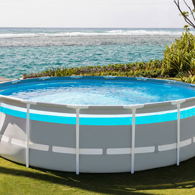 Intex Piscina Prisma Frame Clearview, con Pompa Filtro 3785 L/h, Scaletta e Teli, 427x107 cm