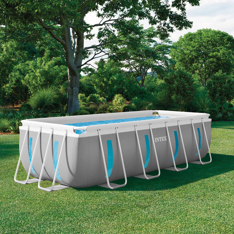 Intex Piscina Fuori Terra Prisma Frame Clearview Rettangolare, con Pompa Filtro 2006 L/h, Scaletta e Teli, P