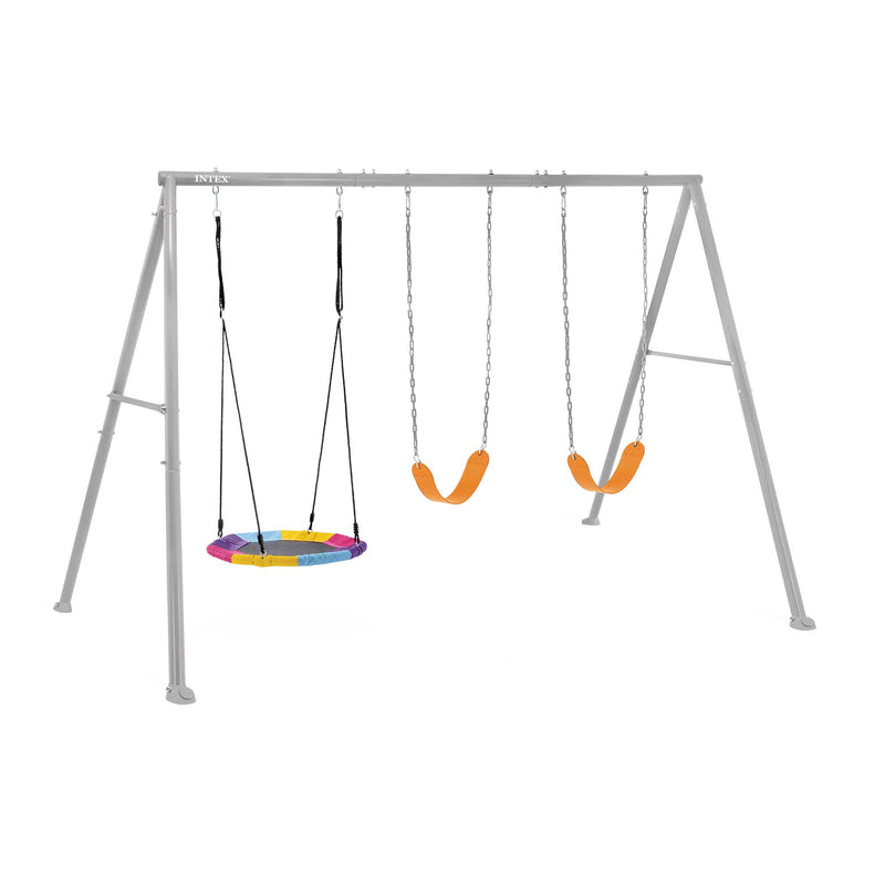 Intex Altalena con Due Seggiolini e Dondolo Nido, Acciaio, Grigio, 343x235x200 cm