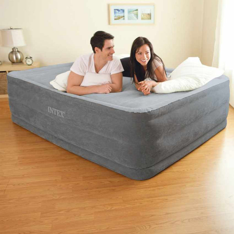 Intex Materasso Gonfiabile Dura-Beam Comfort Plush Hise Rise Autogonfiante, 152x203x56 cm