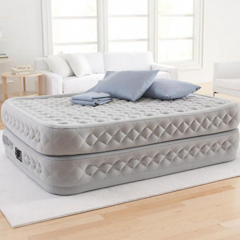 Intex Materasso Gonfiabile Dura-Beam Supreme Air-Flow, con Pompa Elettrica Incorporata, PVC, Bianco, 152x203x51 cm