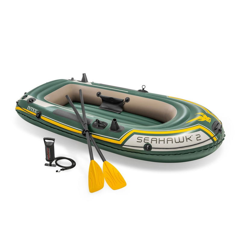 Intex 68347NP - Canotto Gonfiabile Seahawk 2, 2 posti, con Accessori, PVC, Multicolore, 236x114x41 cm